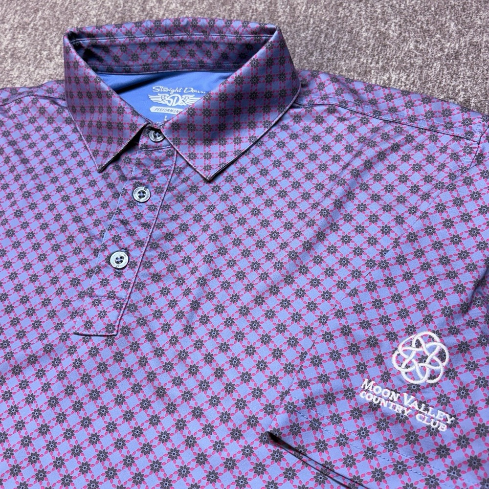 Straight Down Performance Golf Polo Men's Size Large Floral Print Stretch